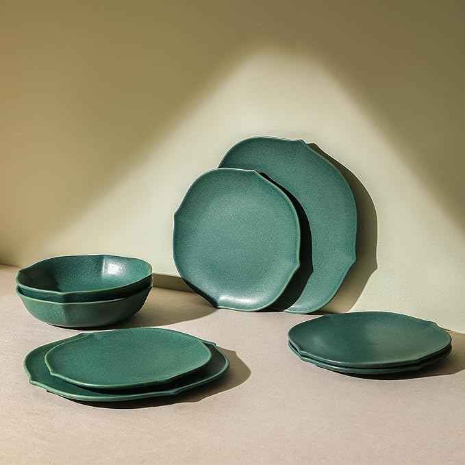 Stone Lain Baskerville 24-Piece Dinnerware Set Stoneware, Green