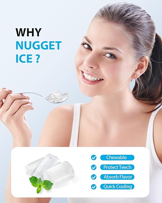 Aeitto Nugget Ice Maker Countertop, Pellet Ice Machine Soft Chewable Ice 40lbs/Day, One-Click Operation, Auto Self-Cleaning Crushed Ice Makers Stainless with Scoop for Home/Kitchen/Office (Black)