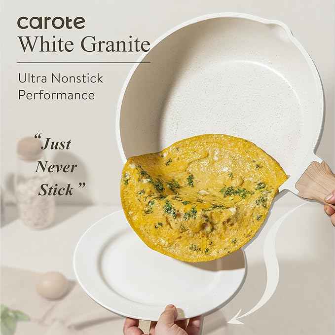 CAROTE Pots and Pans Set Nonstick, Cookware Set Induction Kitchen Cooking Set 26cs w/Frying Pans & Saucepans& Grill Pan