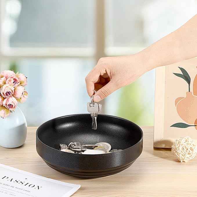 Stainless Steel Bowl Decorative Key Bowl Serving Bowl for Snack Fruit Dish Round Key Dish for Entryway Table Coffee Table Kitchen Counter, 8.3 Inches