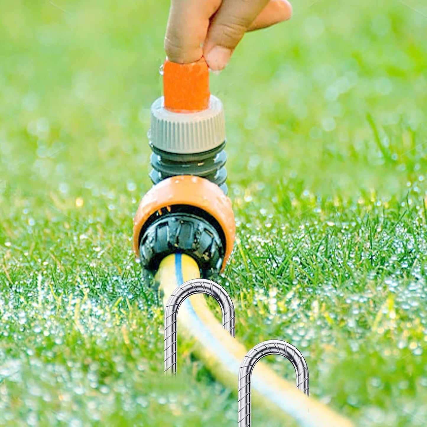 Rebar-Stakes-12-Inch, Ground Stakes Heavy Duty U-Hook Galvanized Anti-Rust Tent Stakes Heavy Duty Ground Anchors for Garden Dog Fence Chicken Coop Christmas Decorations Deer Fence 16pcs