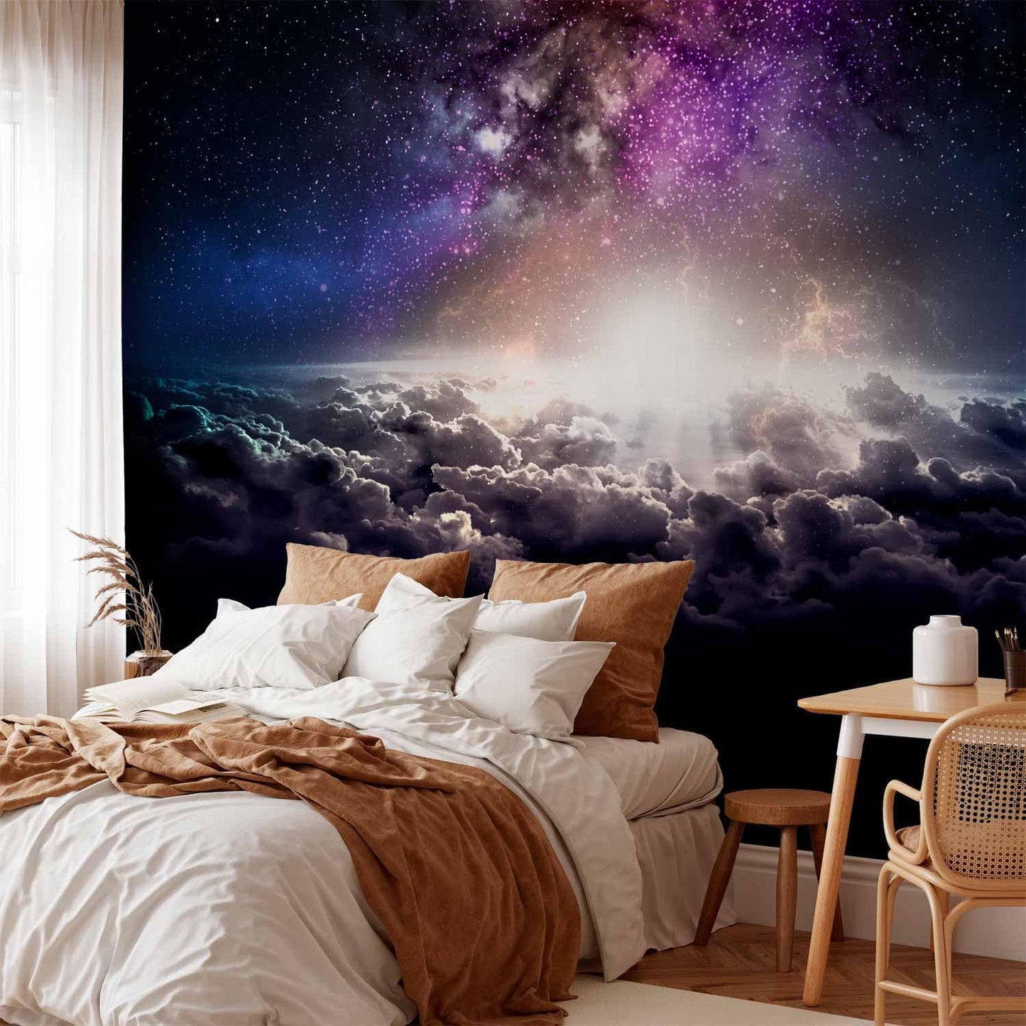 artgeist Wall Mural Galaxy 98x69 in - Non-Woven Wallpaper Fleece Wall Decor Photo Print Picture Image Design Home Mural Cosmos Sky Star Cloud Purple i-A-10009-a-a