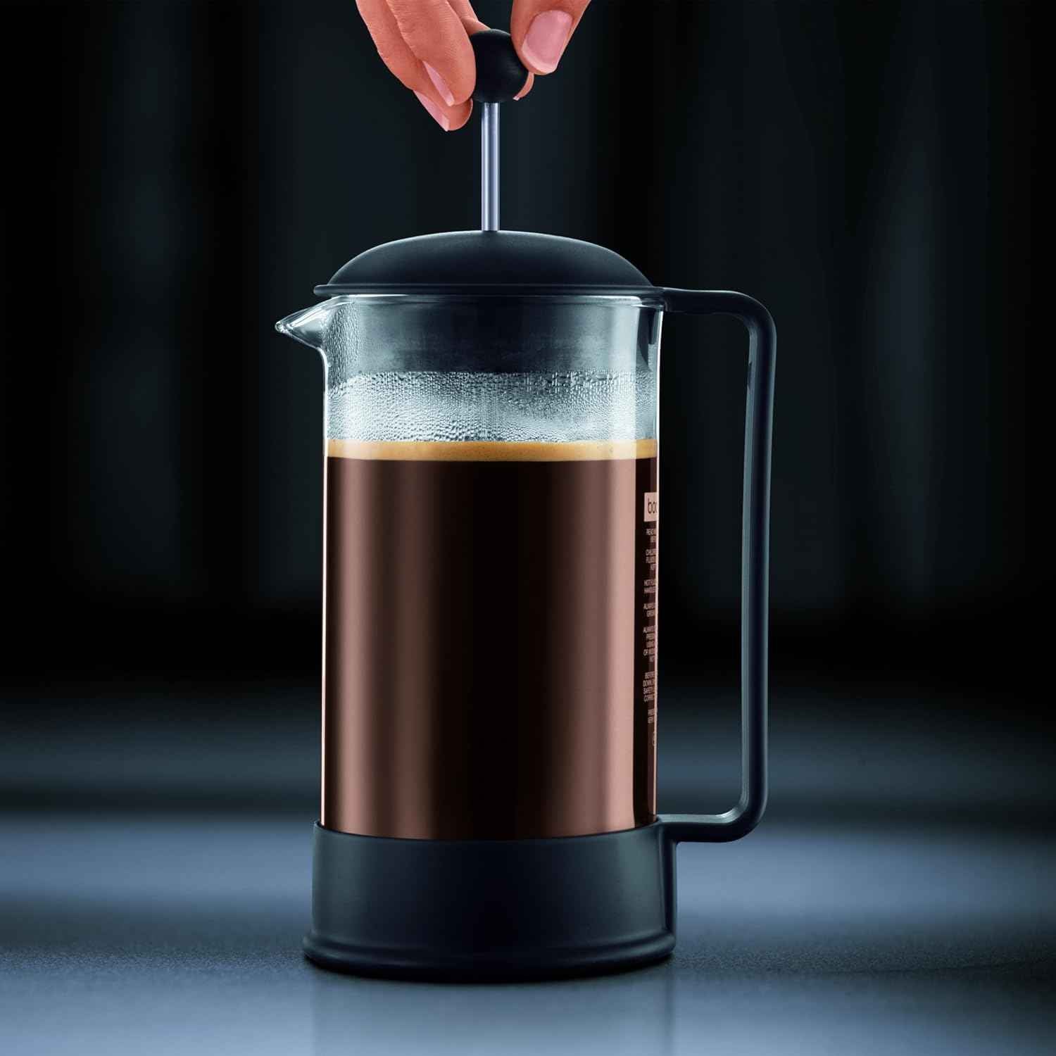 Bodum 34oz Brazil French Press Coffee Maker, High-Heat Borosilicate Glass, Black - Made in Portugal