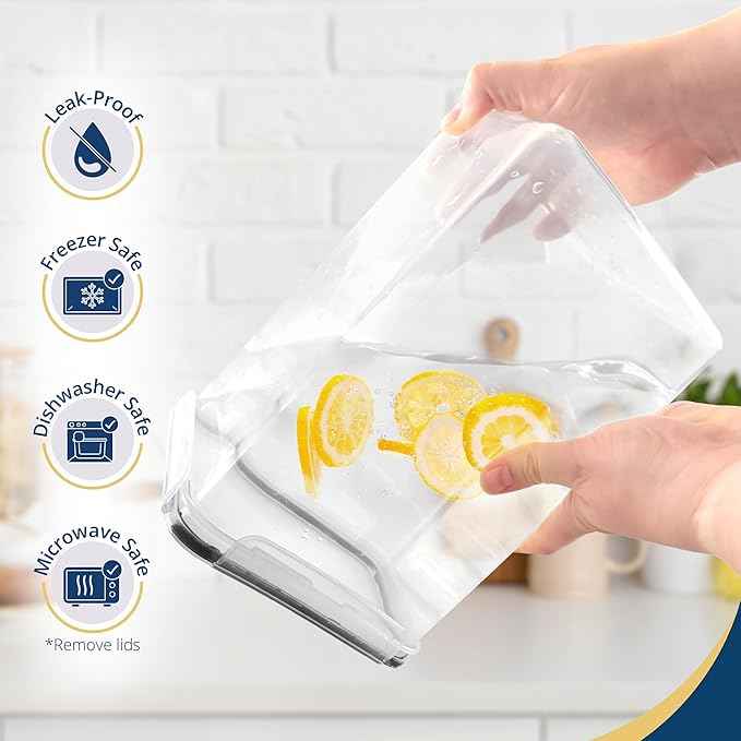 Reli. 6.5L Airtight Food Storage Containers with Lids (2 Sets) | Kitchen Organizers and Storage Containers, Pantry Organizers | BPA Free Plastic XL Set w/ 2 Measuring Cups, 12 Labels, Pen