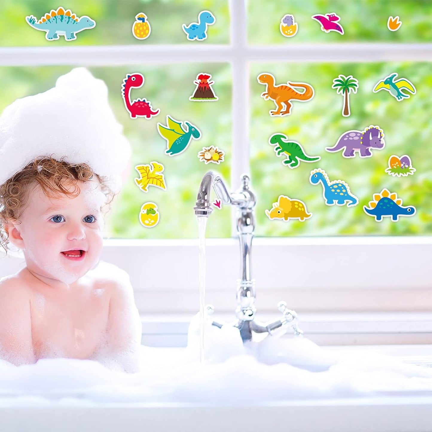 20 PCS Dinosaur Thick Gel Clings Dinosaurs Window Gel Clings Decals Stickers for Kids Toddlers and Adults Home Window Classroom Nursery Summer Dinosaurs Party Supplies Decorations