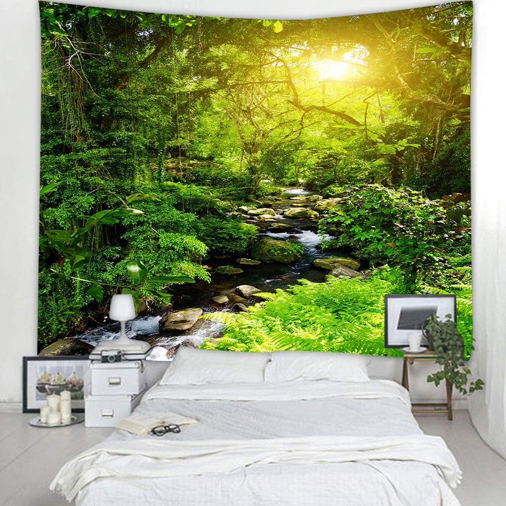 Llamazing Forest Tapestry - Home Decor Landscape for Living Room & Bedroom (Forest Creek, 60''L51''W)