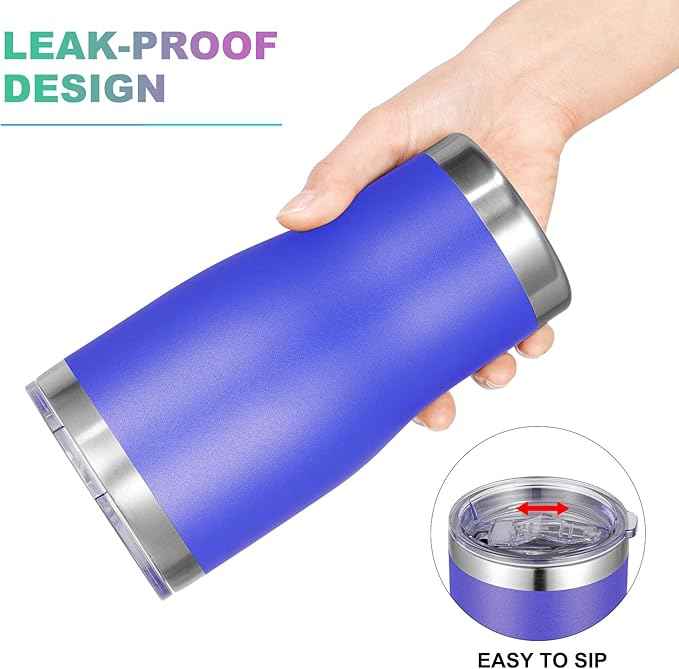 VEGOND 20oz Tumbler Stainless Steel Tumbler Cup with Lid And Straw Vacuum Insulated Double Wall Travel Coffee Mug(Blue 12 Pack)