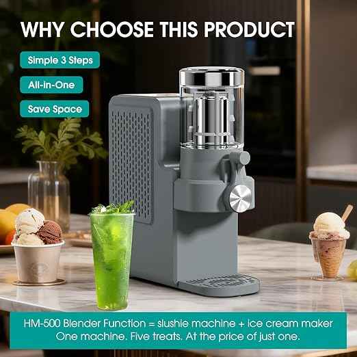 Slushie Machine with Self-Cleaning, No Ice Needed Slushy Maker for Home, Real-Time Temp Display, Frozen Drink Maker with 7 Preset Programs for Ice Cream, Frappés, Milk Shake and More