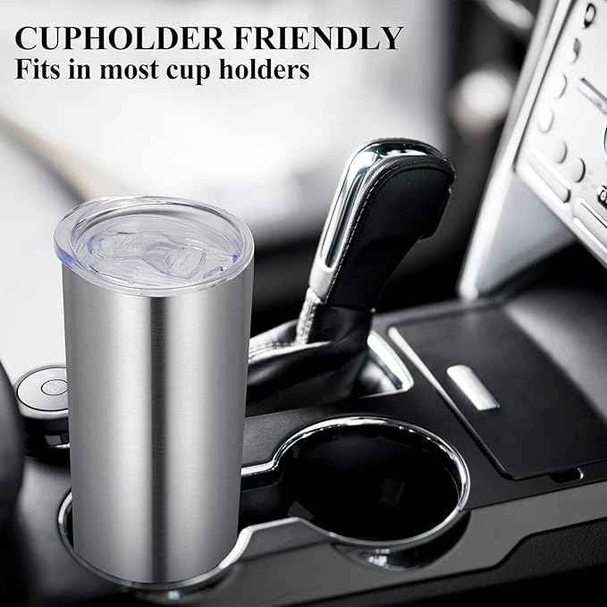 VEGOND Stainless Steel Tumblers Bulk 12 Pack, 20 oz Vacuum Insulated Skinny Tumblers with Lids and Straws, Double Wall Slim Tumbler, Travel Water Cup