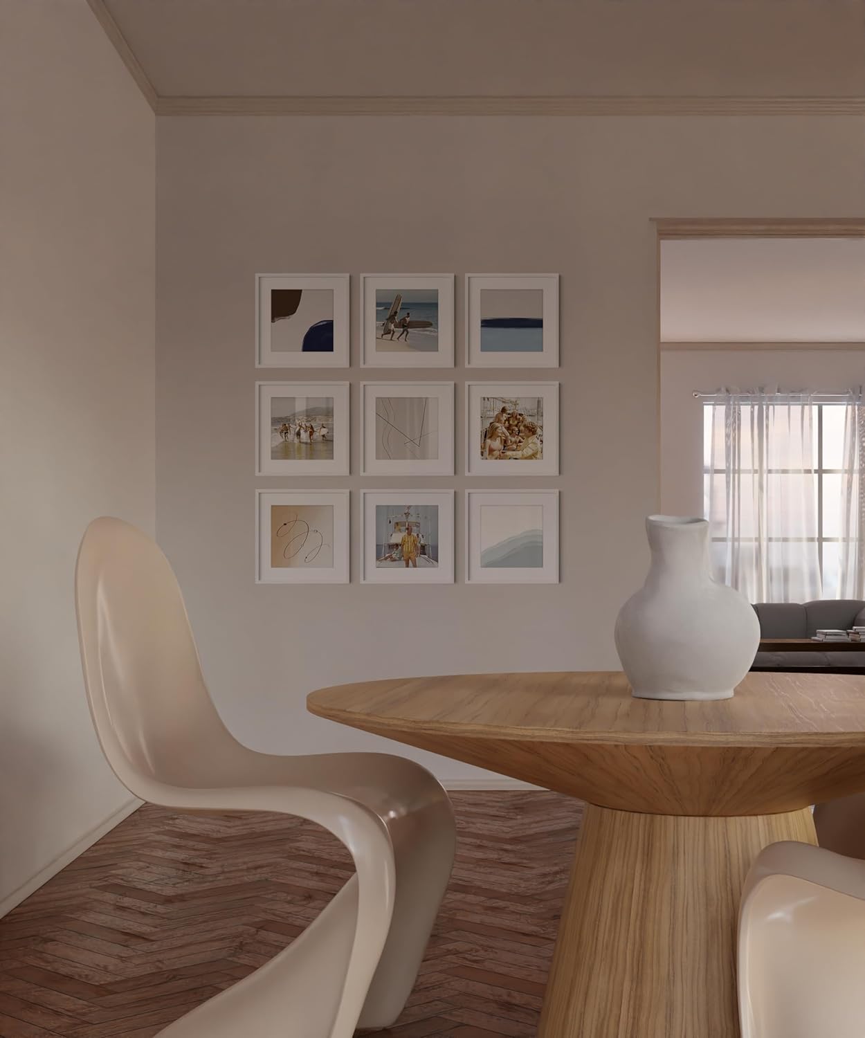 HAUS AND HUES 16x16 White Metal Picture Frames Matted to 12x12 - Features Premium Aluminum & Hanging Hardware, Shatterproof Plexiglass - Ideal for Home, Room, Office (16x16 in, White, Set of 9)