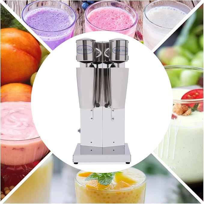 Electric Milkshake Maker, Ice Cream Mixer Machines, 110V Commercial Drink Smoothie Blender for Coffee Shops, Tea Stores to Making Fruit Tea, Coffee, Stirred Drinks (2 Head 800ml)