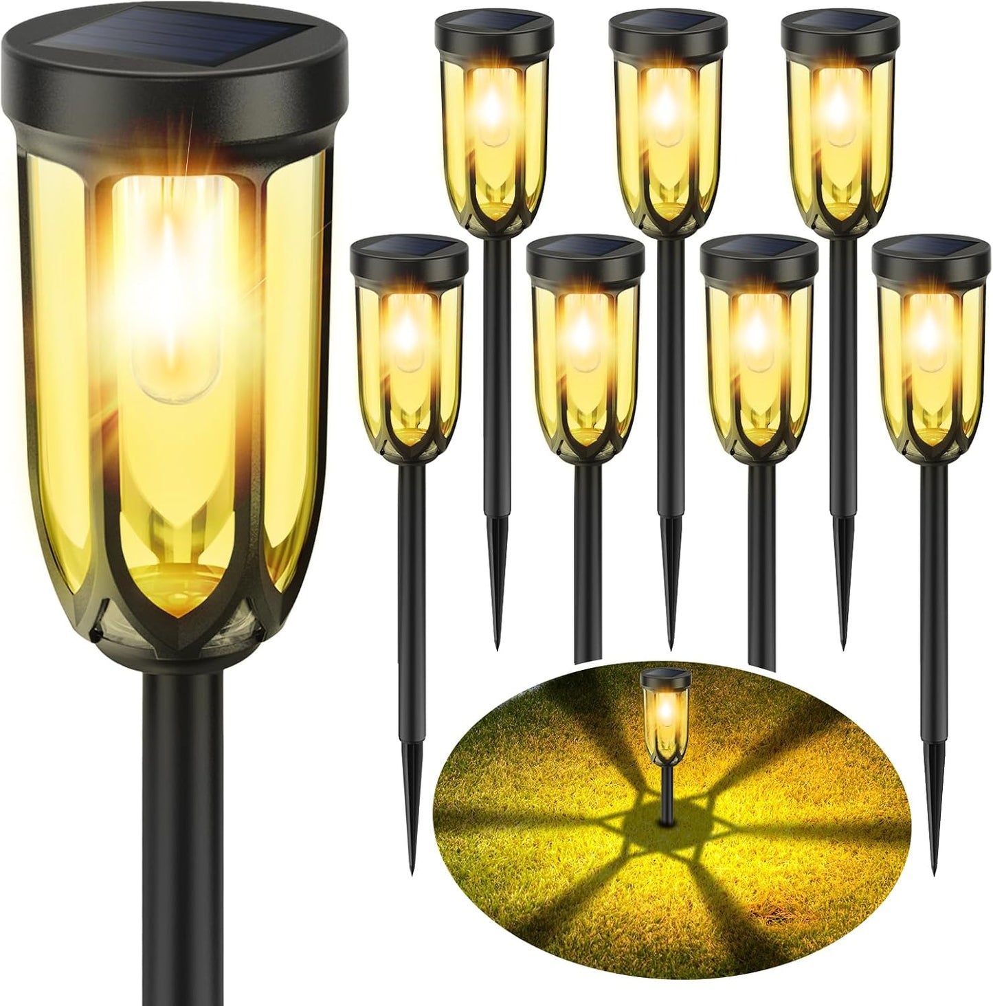 Barleit Solar Lights Outdoor 8 Pack, Solar Pathway Lights, Solar Lights Outdoor Waterproof IP65, Bright Auto On/Off Garden Lights, Solar Landscape Lights for Driveway Walkway Lawn Yard (Warm White)
