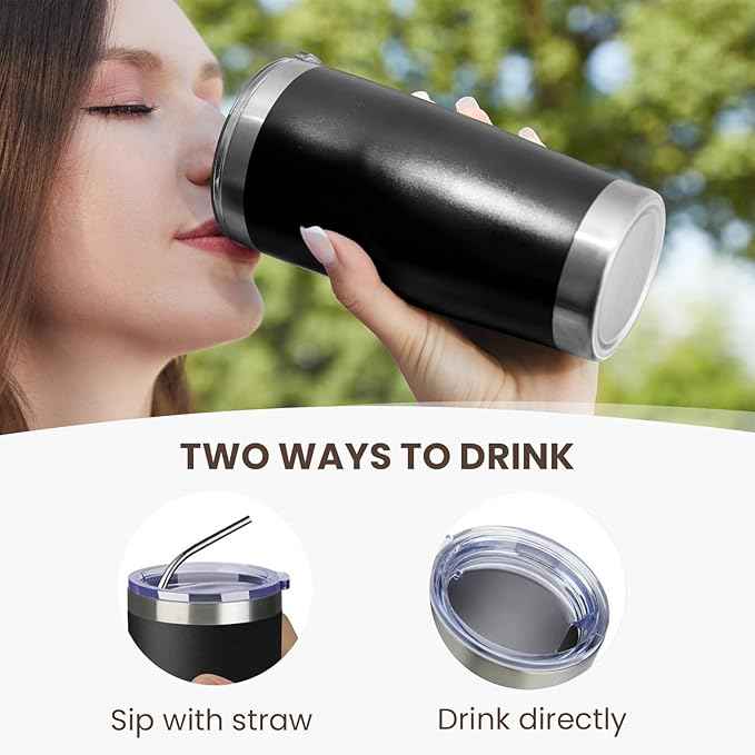 MEWAY 20oz Tumbler Double Wall Vacuum Insulated Travel Mug, Stainless Steel Tumblers with Lid and Straw, Powder Coated Coffee Cups for Cold & Hot Drinks (Red, Set of 1)