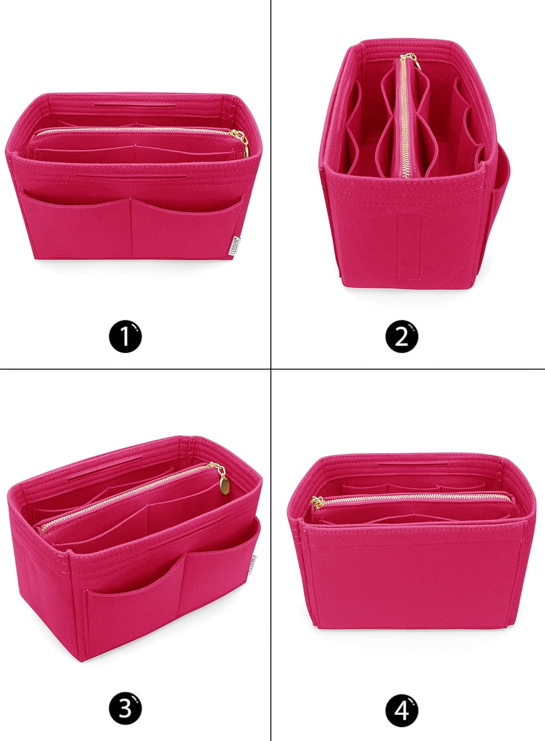 LEXSION Felt Purse Bag Organizer Insert with zipper Bag Tote Shaper Fit Speedy Neverful PM MM