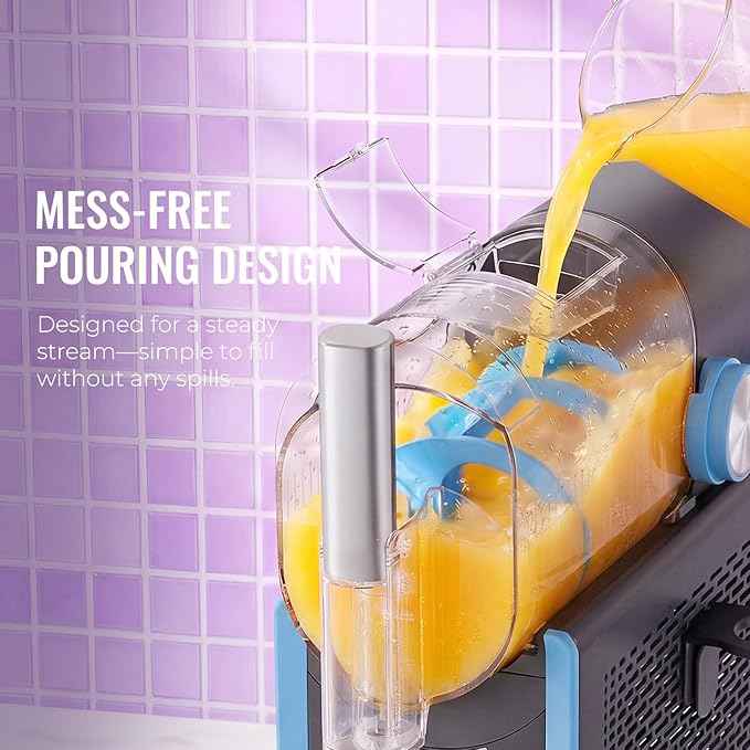 Slushie Machine for Home, 66oz Smart Frozen Drink Maker, 5 Programs & Clean Mode, No-Ice-Needed Slushy Maker for Margaritas, Smoothies, Milkshakes, Cocktails, and Soft Serve Ice Cream (Blue)