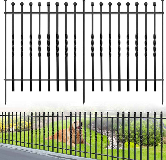 GILPWA 10 Panels Decorative Garden Fence, 32in(H)×24Ft(L) Heavy Duty Twist Outdoor Dog Fence Rustproof Metal Square Tube No Dig Animal Barrier Border Fencing for Temporary Yard Patio Landscape