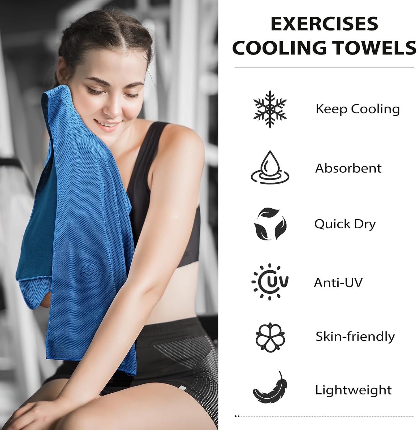 Cooling Towels - 5 Pack Gym Towels, Gym Towel for Working Out, Yoga Towel, Quick Dry Towel for Running, Camping, Fitness & More Activities