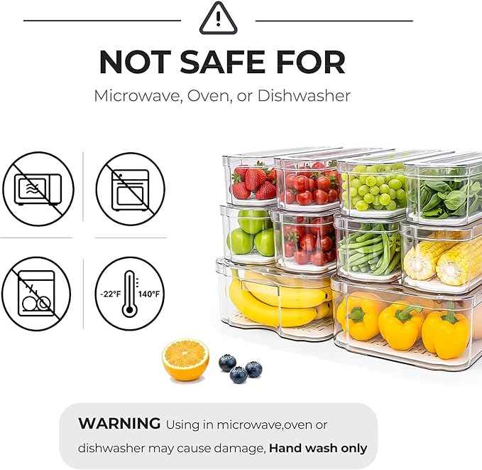 SMRCAD 10 Pack Refrigerator Organizers, Clear Container and Organizer Bins with Lids, Stackable Storage Containers for Fruits, Vegetable (Set of 10)