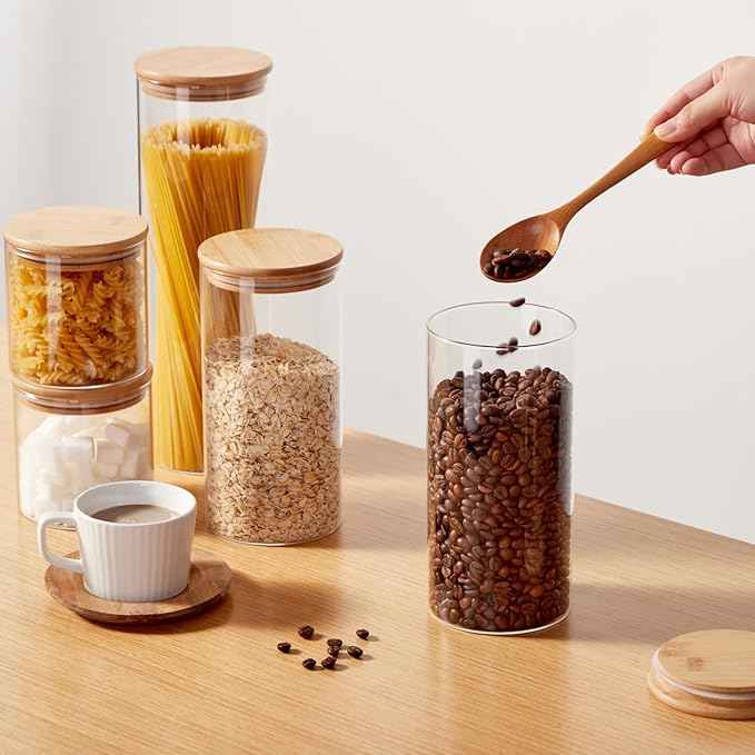 Glass Food Storage Jars with Lids 2.34 Qt [Set of 3], Perfect for Pasta, Cookies, Nuts, Coffee, Cereal, Flour, and More, Organize Your Kitchen and Pantry with these BPA-Free Glass Canisters