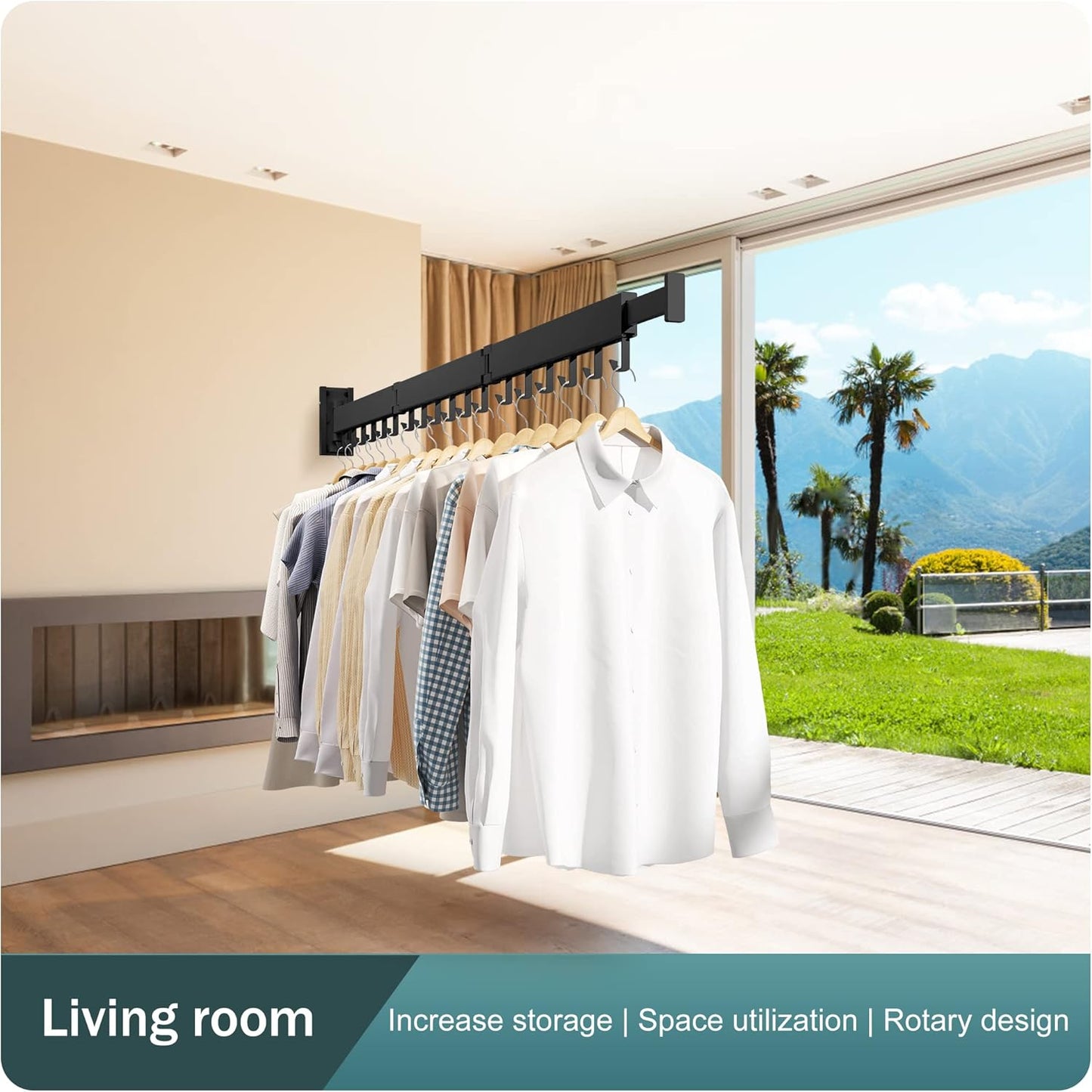 LIENAHU Clothes Drying Rack Wall Mounted,Drying Rack Clothing,Laundry Drying Rack,Wall Mount Clothes Hanger Rack,Laundry Rack Folding,Retractable Clothing Rack,Collapsible Clothes Hanging Rack
