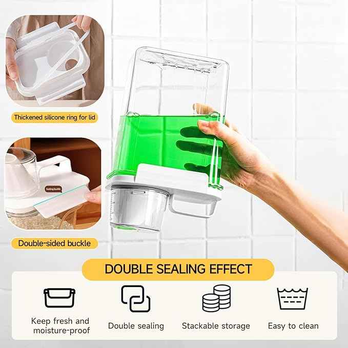 Cereal Container，Rice Storage Dispenser-Airtight Food Storage Organizers BPA-free Plastic Kitchen Pantry Storage Containers Food-Grade PET Material Suitable For Rice, Grains （60.8 oz + 77.7 oz )