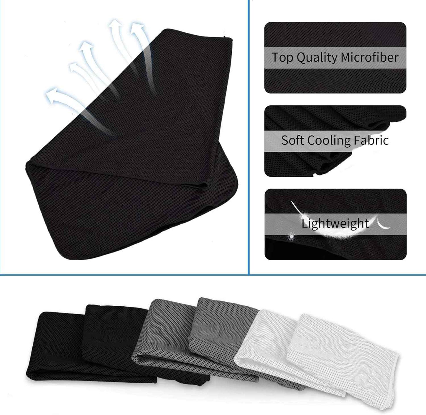 4 Packs Cooling Towels (40x12 Inch), Cooling Towels for Neck and Face, Stay Cool in Hot Weather for Sports, Gym, Yoga, Golf, Hiking, Camping & Travel