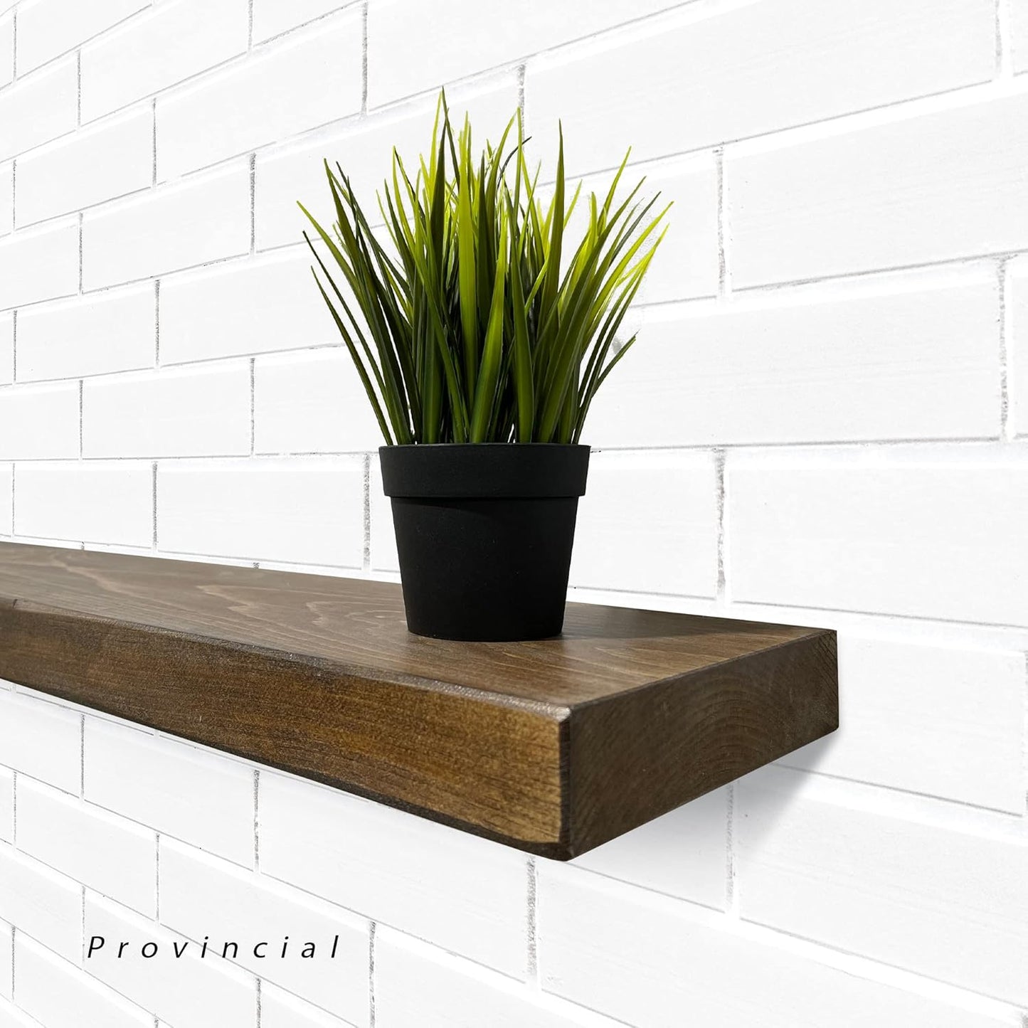 URBANDI, Rustic Floating Shelves, Set of 2, Hidden Bracket, Solid Wood, Heavy Duty, Wall Mounted Shelves, (Provincial, 24Wx10D)