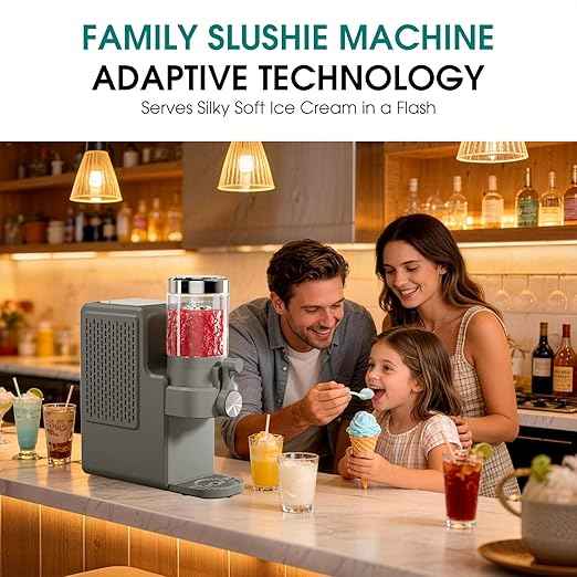Slushie Machine with Self-Cleaning, No Ice Needed Slushy Maker for Home, Real-Time Temp Display, Frozen Drink Maker with 7 Preset Programs for Ice Cream, Frappés, Milk Shake and More