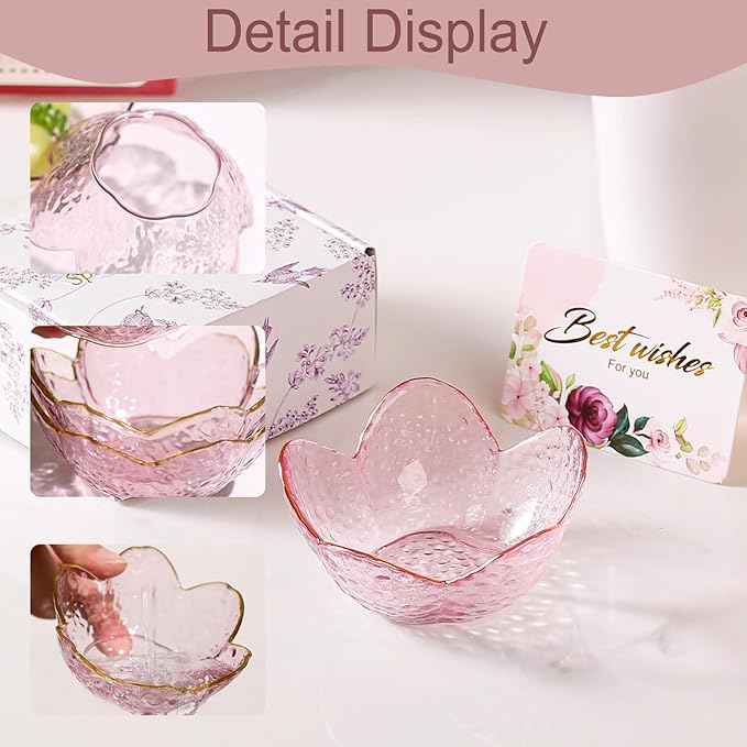 Gifts for Women Pink Flower Ring Dish Glass Jewelry Dish Jewelry Tray Cute Vanity Organizer Room Decor Aesthetic Nightstand Bathroom Decor Trinket Dish Ring Holder Dish Jewellery Tray Valentine's Gift