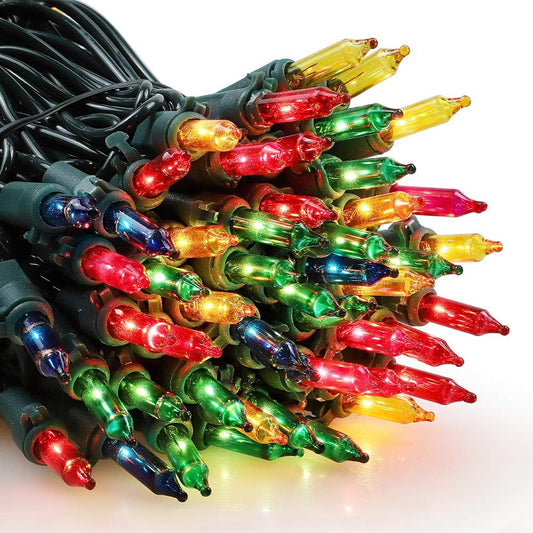 woohaha Multicolor Christmas Lights - 2 Pack 23Ft 100Count Incandescent Tree Lights with Green Wire, Plug-in Mini String Lights for Home, Party, Holiday, Indoor/Outdoor Decor
