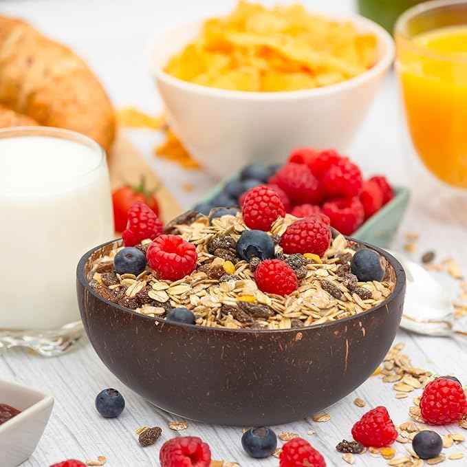 ChezMax Natural Coconut Bowl Mother of Pearl Inlaid Shell Bowls Key Bowl for Entryway Table Candy Container Nuts Holder Fruits & Dry Snack Storage Bowl Round Handcrafted Bowl for Decoration