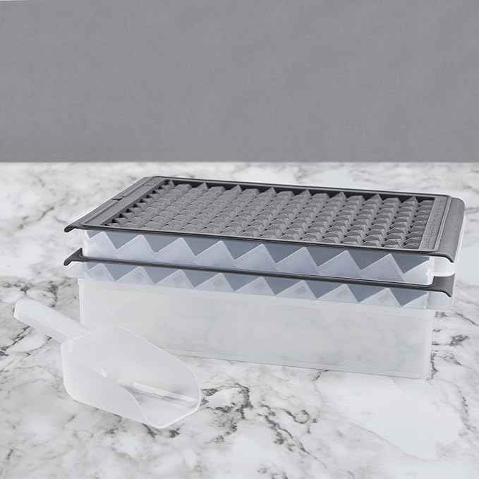Tovolo Mini Ice Cube Tray Set with Twist and Release Mini Nugget Ice Cube Trays, BPA Free Silicone Mini Ice Tray with Storage Bin and Mini Scoop, Stackable Dishwasher Safe Mini Ice Cube Trays