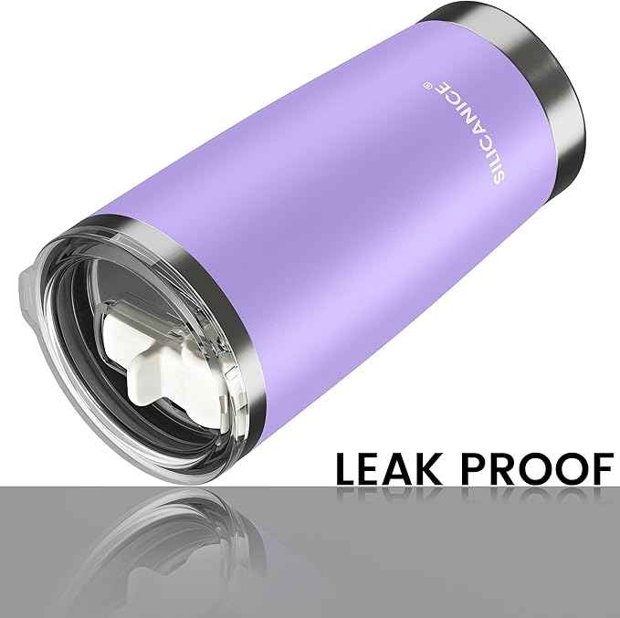 20oz Hygienic Insulated Tumbler — 100% Leakproof Lid with Removable Spout & Straw, Reinforced Vacuum-Protection Base, Cup Holder Friendly, for Iced Coffee, Smoothie/Water on the Go - Lilac