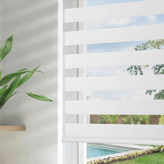 Joydeco White Sheer Zebra Blinds for Windows Cordless 70 Inch Wide,Privacy Light Filtering Dual Layer Roller Shades for Home Office Bedroom, 70" W×75" H