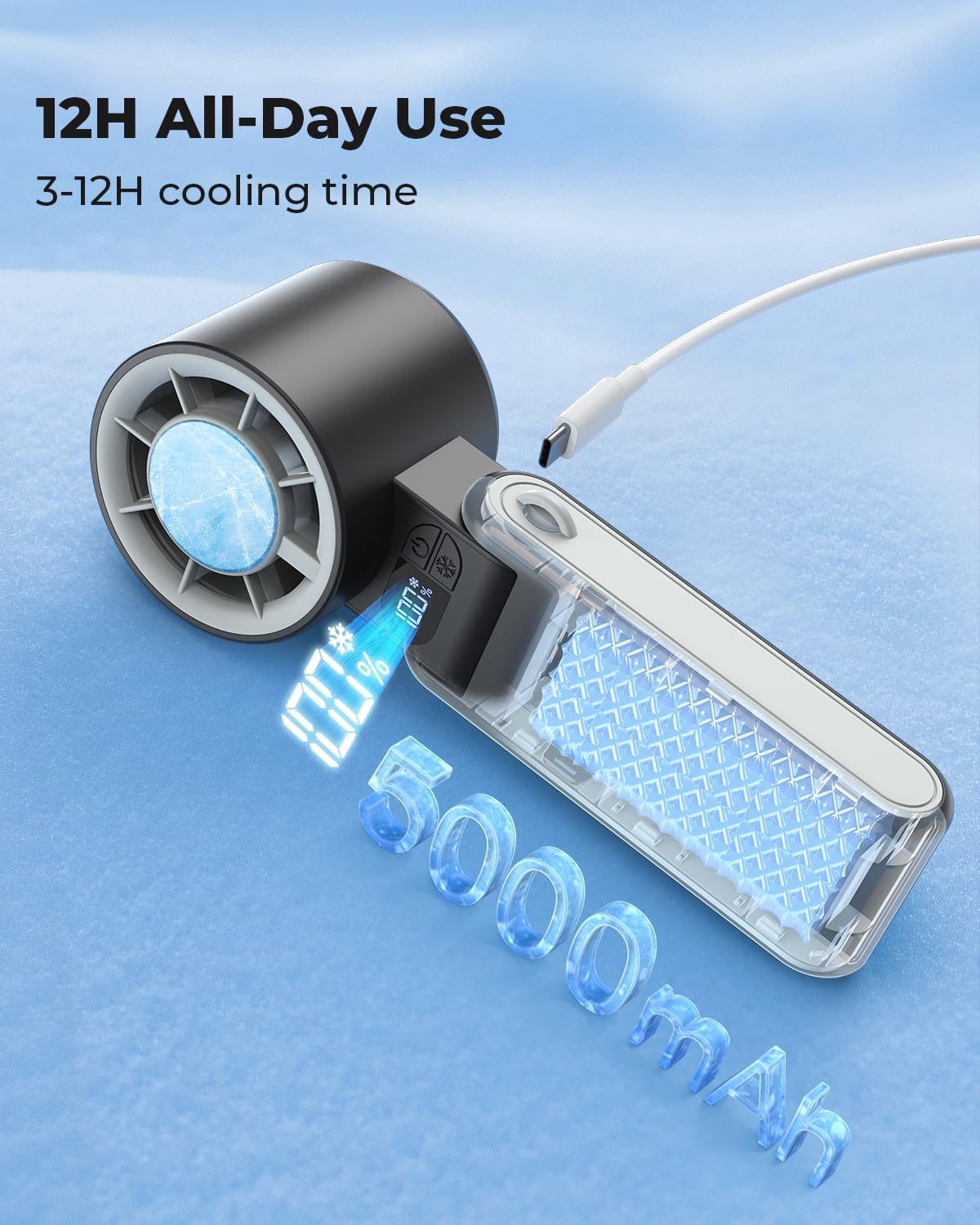 MORECORE Portable Handheld Fan with Ice Cooler, [Instant Chill to 50℉], Gifts for Men Mom Women Grandma Girl Her Hot Flash, 5000mAh Cooling Fan, Camping/Cruise/Soccer Game/Travel Essentials 2026