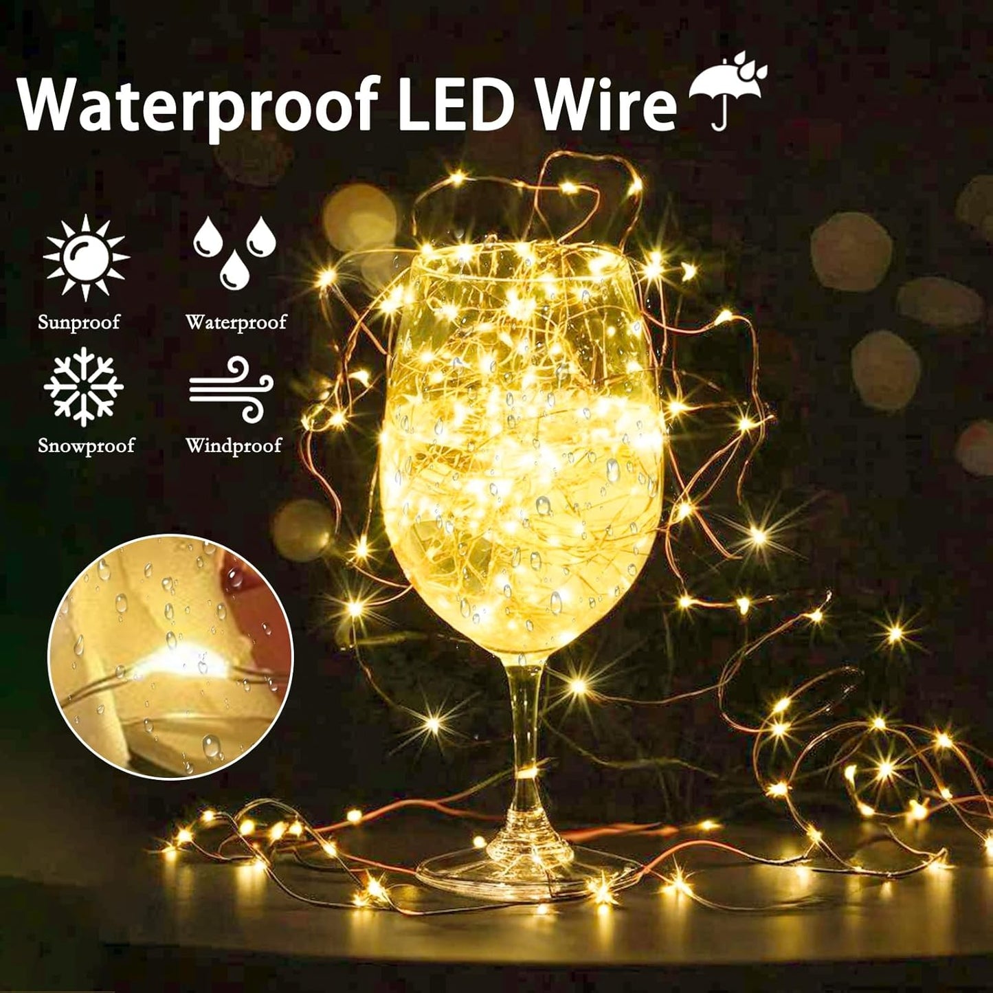 4 Pack Fairy Lights Battery Operated with Remote Control Timer, LED String Lights Outdoor Indoor Decorations, 8 Modes Twinkle Lights for Christmas Party Wedding Birthday Bedroom Décor (Warm White)