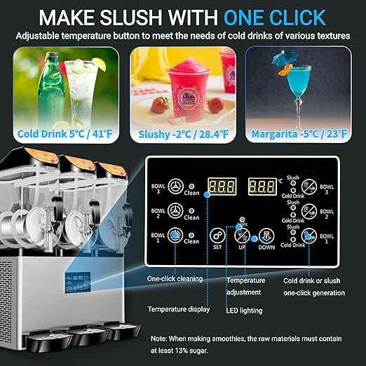15Lx3 Triple Tanks Slushy Machines Commercial Grade Slushie & Frozen Drink Maker, Industrial Grade Margarita Machine for Store Bar Events Restaurant Cafe for Slush, Margarita, Milkshake & More