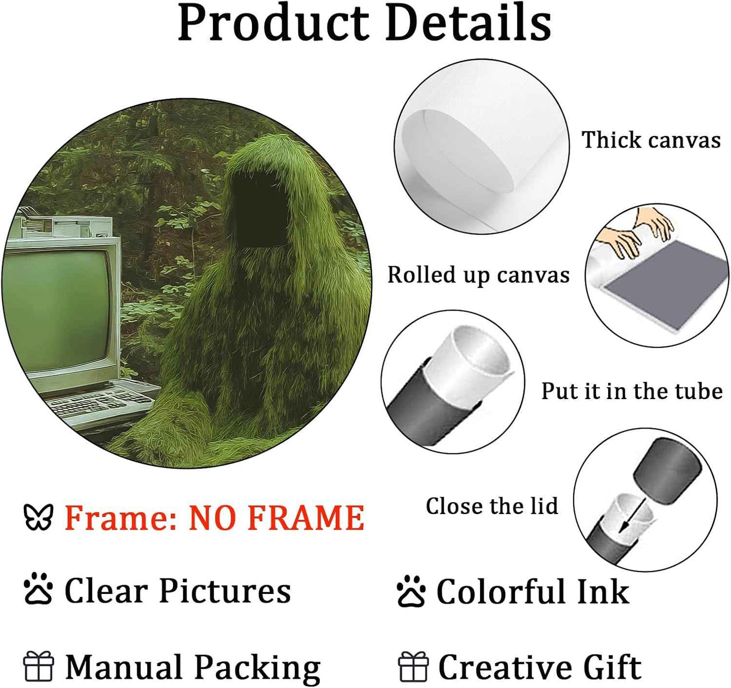 Dark Academia Forest Wall Art Creepy Paintings Vintage Plant Pictures Dark Cottagecore Poster Ghost in Forest Wall Art Gothic Botanical Prints Retro TV Posters Spooky Print Halloween 16x24in Frameless