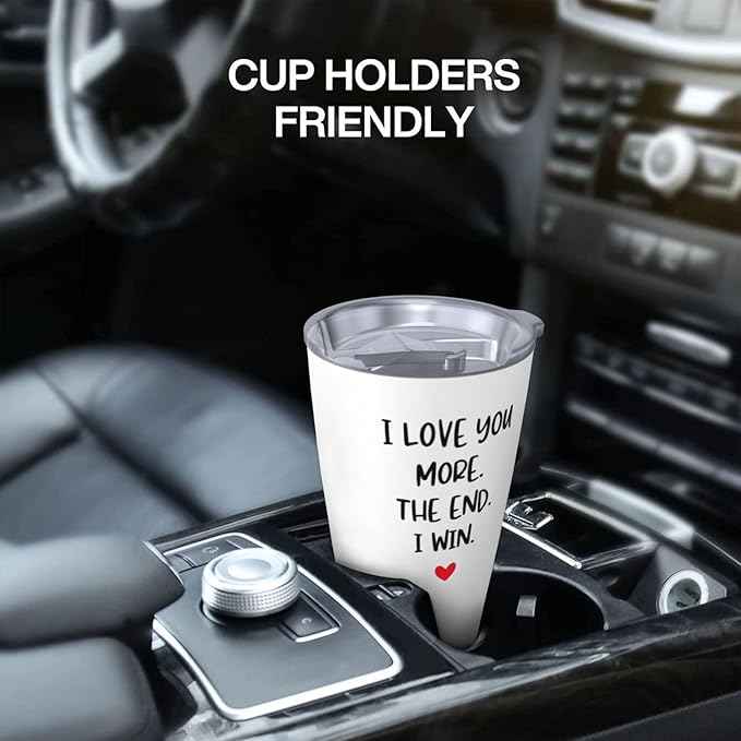 Gift For Couples Anniversary & Valentine's Day with Romantic Love Quote, White Insulated Coffee Cup，20 oz Tumbler