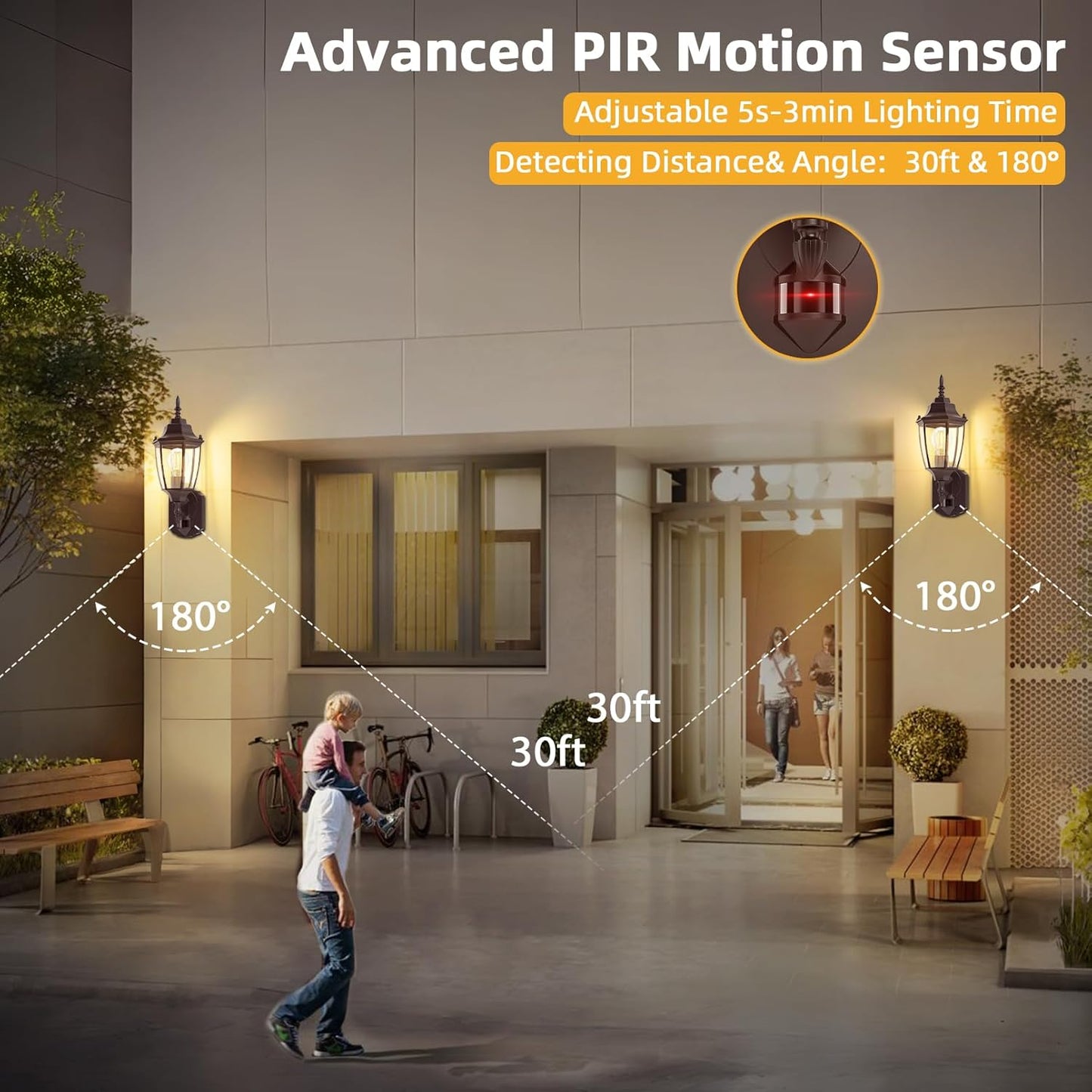 Lamomo Outdoor Wall Sconce, Dusk to Dawn Motion Sensor Bronze Outdoor Light Fixture Wall Mounted, Exterior Aluminum Waterproof Porch Lights for Patio Front Door Garage (1 Pack)