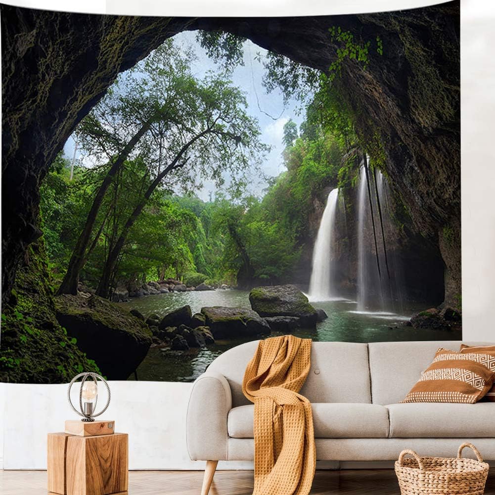 Llamazing Forest Tapestry - Home Decor Landscape for Living Room & Bedroom - Magic Tapestry Curtain (Waterfall, 90.5''L70.8''W) XGXL