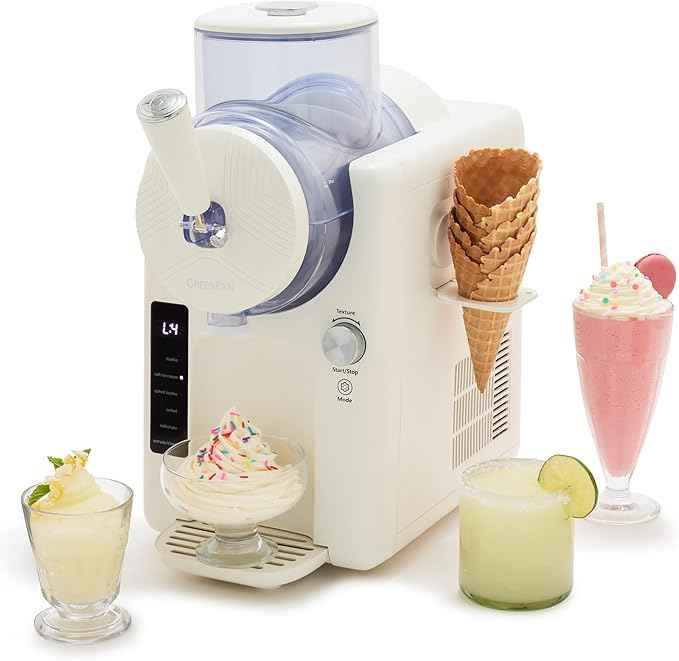 GreenPan Frost Ice Cream Maker & Slushie Machine, Mixing Bowl included, Soft Serve, Sorbet, Margaritas, Milkshakes, Frozen Yogurt, No Pre-Freezing, Ready in 15 Mins, 6 Modes, Self-Cleaning, Cream