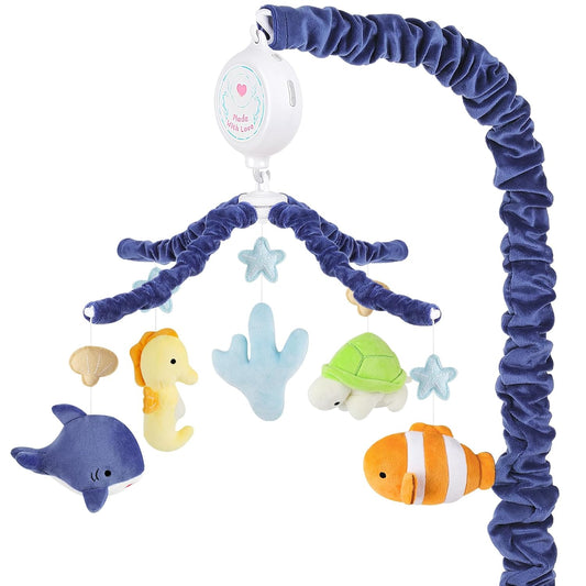 Ocean Animals Baby Crib Mobile - Musical Baby Mobile for Crib with 12 Lullabies for Boys & Girls, Baby Mobile for Bassinet for New Borns, Nursery Mobiles, Fits Standard Cribs
