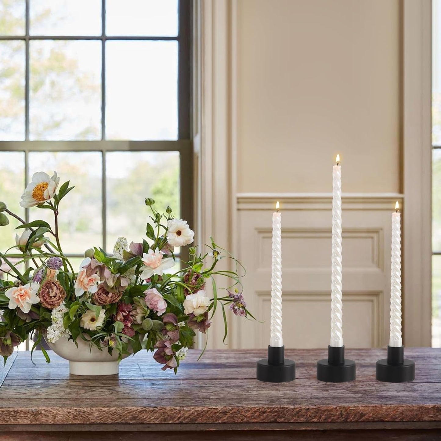 Black Candlestick Holders Set of 8,Vintage Taper Metal Candle Holders for Candle Sticks Holder Decor,Candelabra Candle Holder for Halloween Decoration Wedding Christmas Fireplace Mantel Home Decor