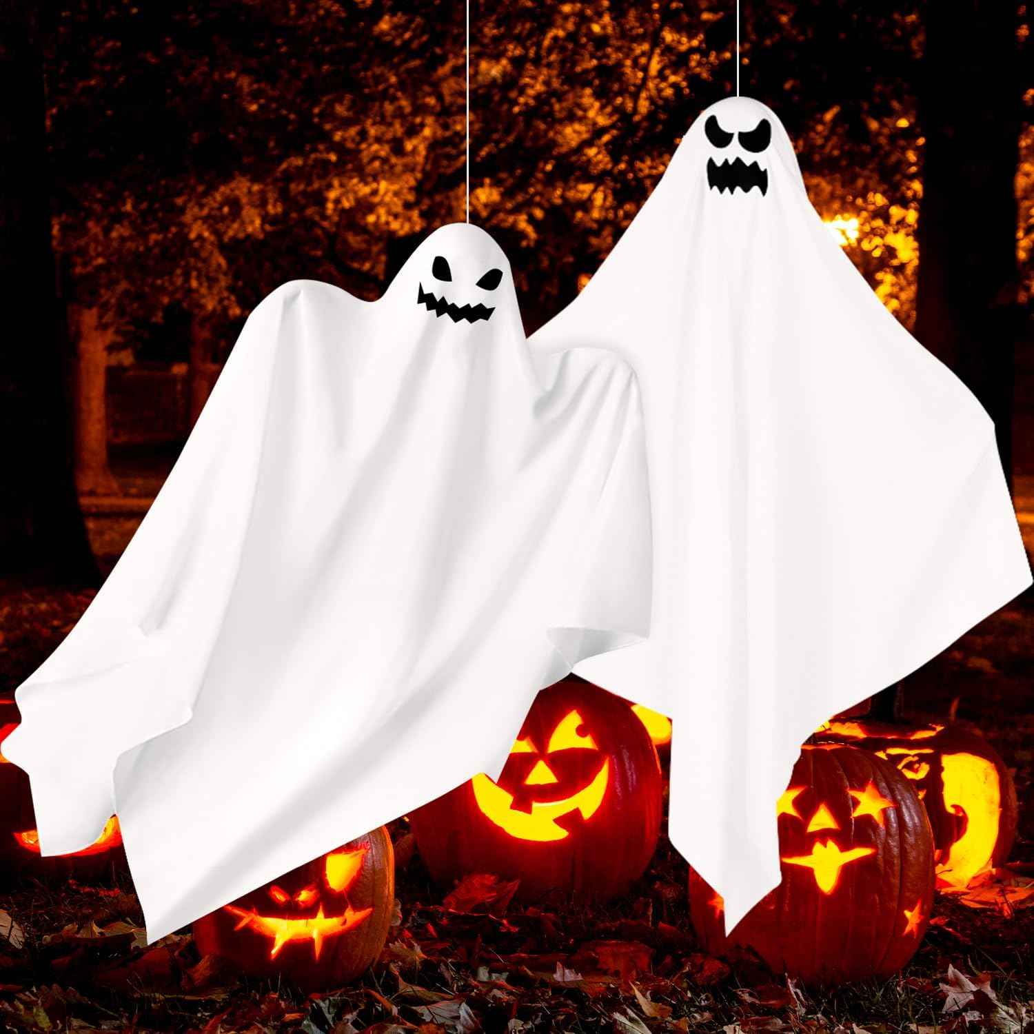 3 Pack Halloween Hanging Ghosts Decor, Outdoor Hanging Ghosts, Ghost of Halloween Decorations, 28" Flying Ghost Halloween Party Decor for Front Yard Patio Lawn Garden Trees Indoor Outside Holiday