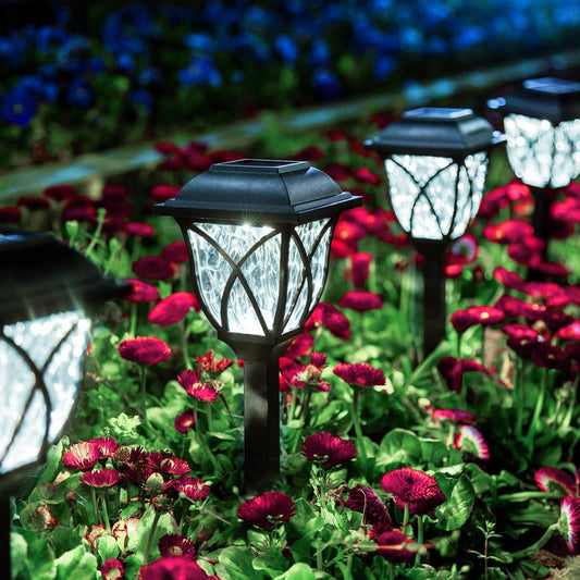 GIGALUMI Solar Lights Outdoor Waterproof, 6 Pack LED Solar Garden Lights, Solar Lights for Outside, Garden Decor for Yard, Patio, Landscape, Planter, Walkway (Cold White)