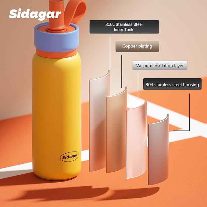 24 oz Tumbler, Insulated Coffee Mug with Lid and Straw, Leak Proof Portable Travel Cup, for Hot and Cold Drinks Drinks Flask for Women Yellow