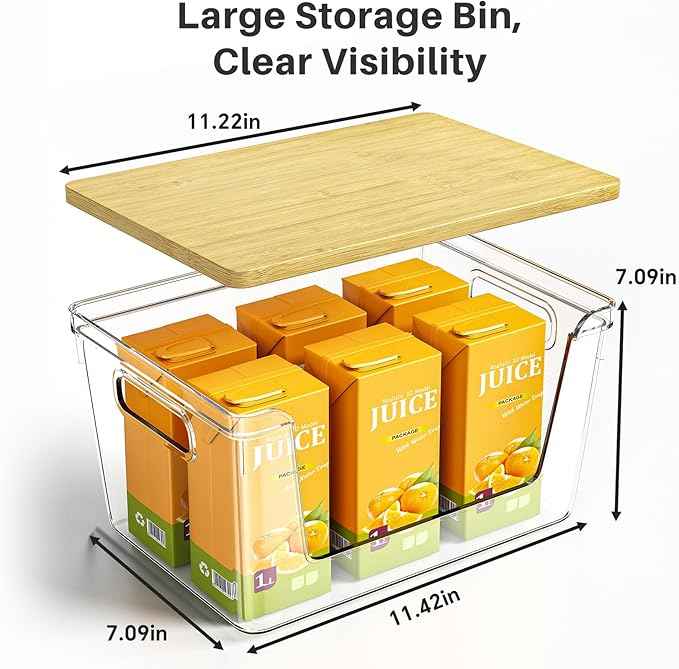 2 Set Pantry Organizer and Stackable Storage Kitchen,Sturdy and Durable Storage Basket for Potato, Onion, Garlic, Fruit, Vegetable, Produce, Clear Plastic Storage with Lid&Handle