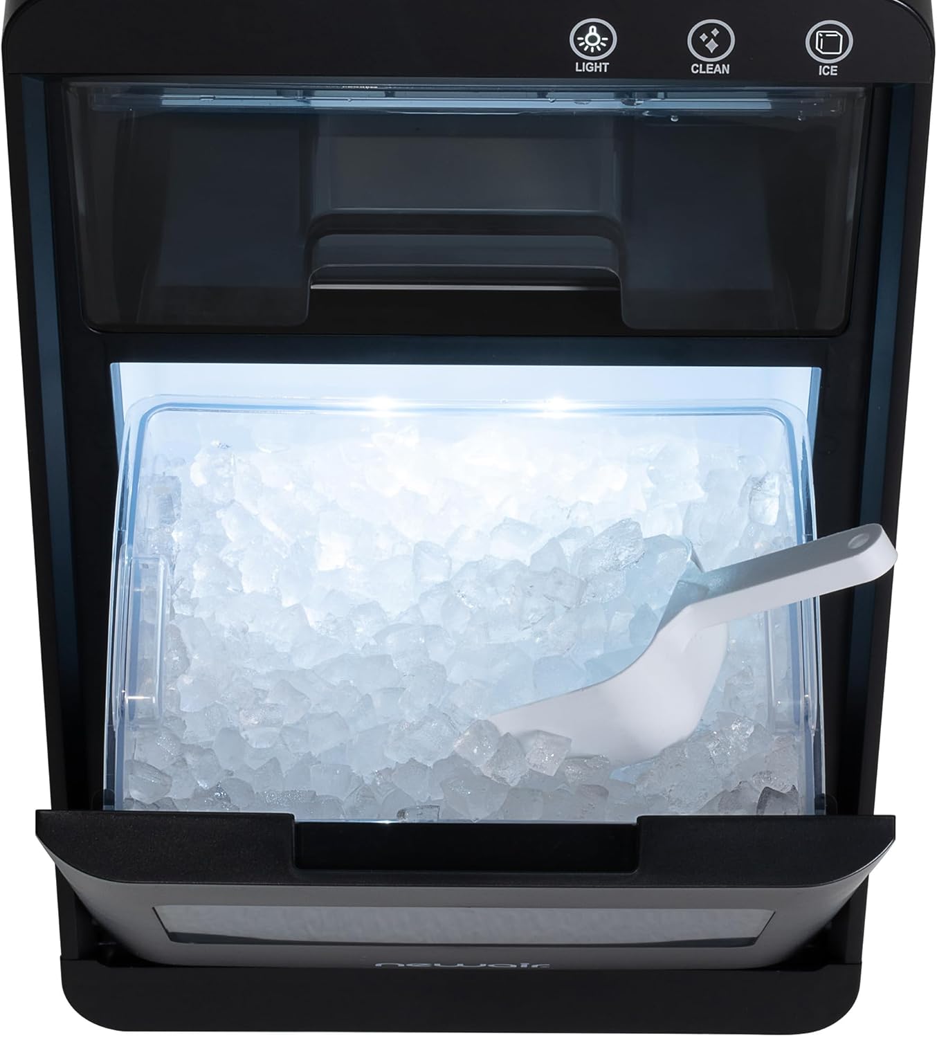 Nugget Ice Maker Countertop | 44 lbs/Day Pebble Ice Machine with Self-Cleaning | Soft Chewable Pebble & Sonic-Style Ice | Black Stainless Steel