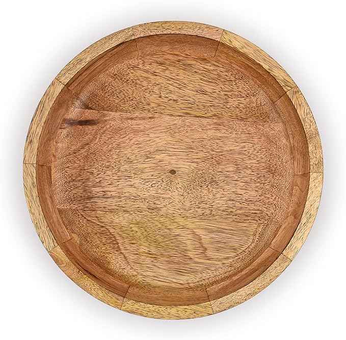 Decorative Bowls Mango Wood for Home Décor Unique Table Centerpieces, Wooden Home Decor Accents for Farmhouse Rustic Style (10" X 10" X 2.5")